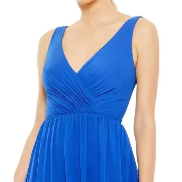 MacDuggal Royal Blue Tiered Chiffon Ruffle Fit Flare Mini Dress 70213 SZ 2 NWT - Picture 2 of 4